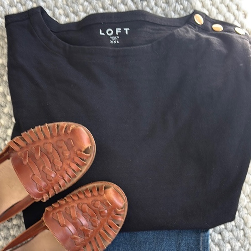 LOFT Black Top with Gold Button Accents XXL